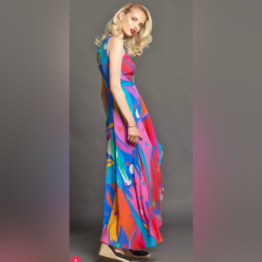 (NEW) Anthropologie Coconinno Jenine Maxi Dress - Miami Vibes - Picture 5 of 16